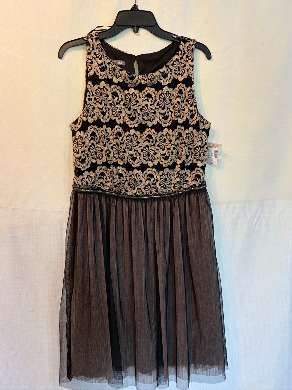 Roz & Ali Brown Lace Bodice Tulle Skirt Dress NWT - Picture 1 of 8